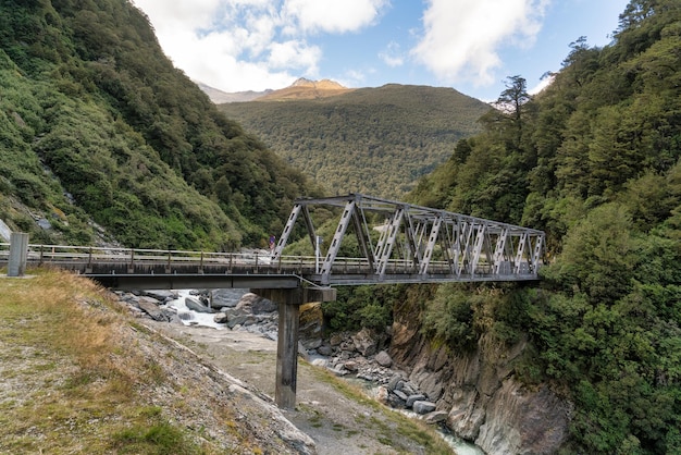 The powerful Haast river flowing the Haast Gates through the mountain Pass