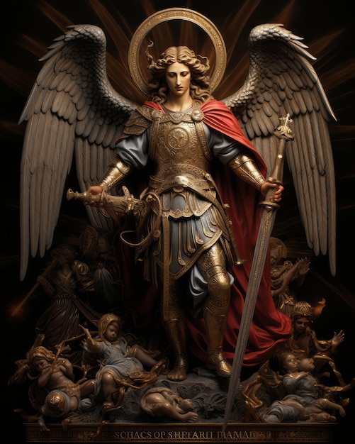 Photo the powerful intercession of saint michael defending against evil in battle