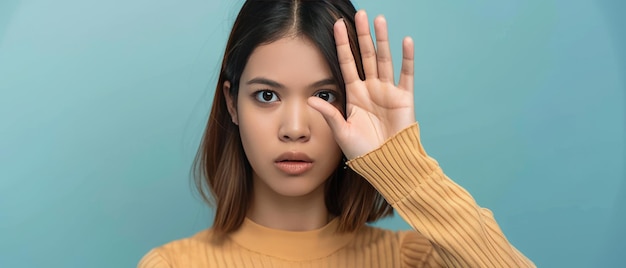 The Powerful Message Asian Woman Raises Hand in Warning and Demands Stopping AR