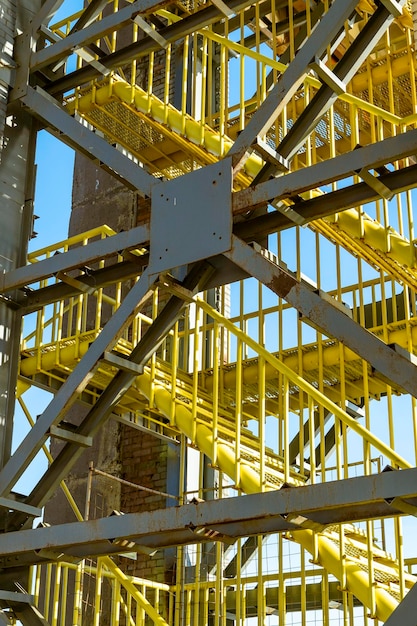 Powerful metal industrial ladder and metal trusses with rivets