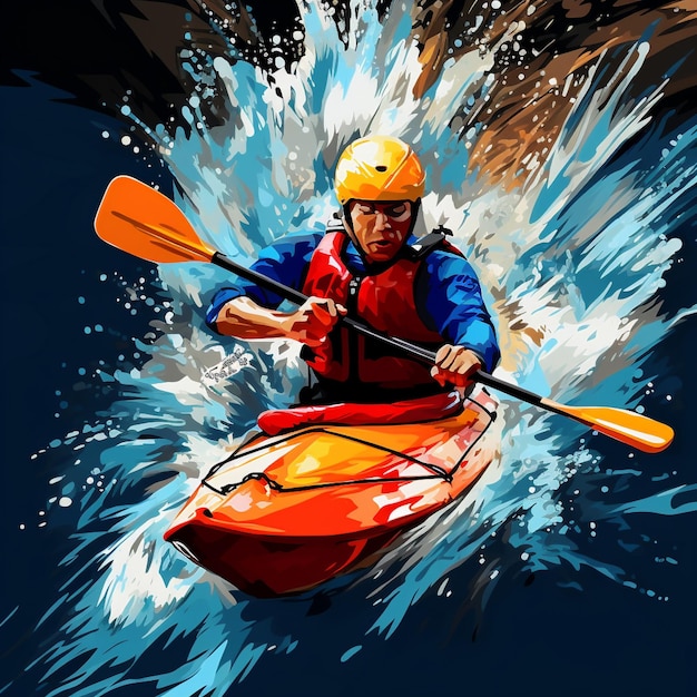 Foto potente illustrazione vettoriale di paddle del kayak