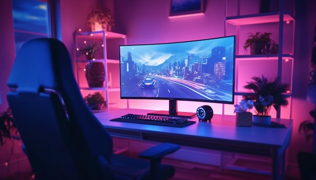 Powerful Personal Computer Gamer Rig with FirstPerson view