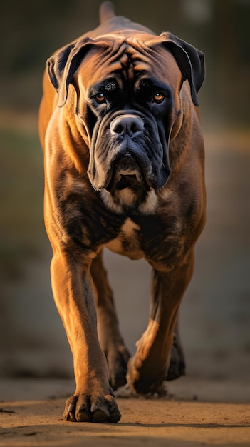 イングリッシュボクサー犬の力強いポートレート