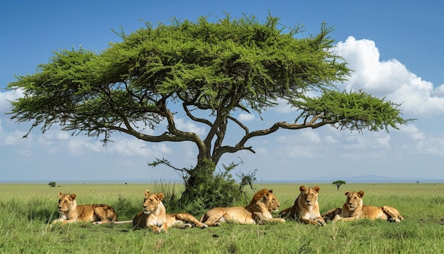 a powerful scene of a pride of African lions