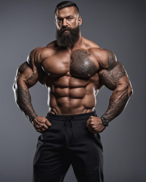 Premium Photo | Powerful stylish bodybuilder tattoo on his body ...