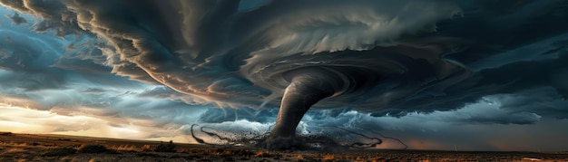 Photo powerful tornado forming in the sky