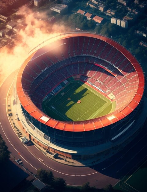 powerful vibrant football stadium front view cinematic