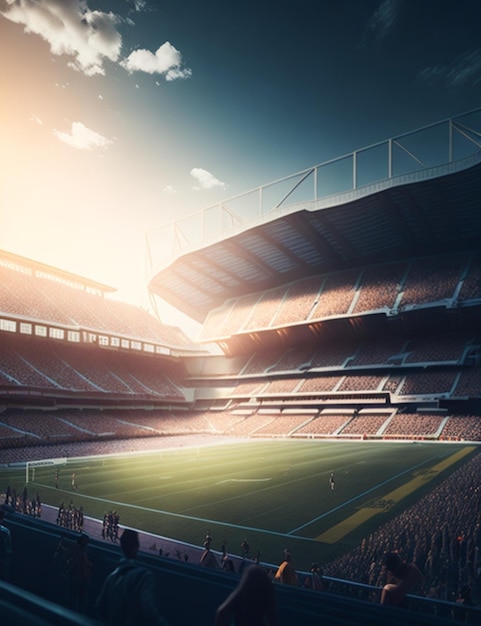 powerful vibrant football stadium front view cinematic