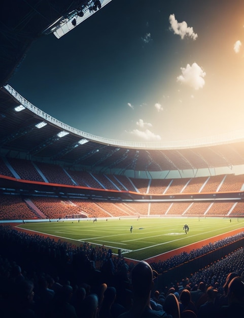 powerful vibrant football stadium front view cinematic