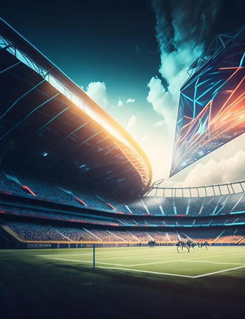 powerful vibrant football stadium front view cinematic
