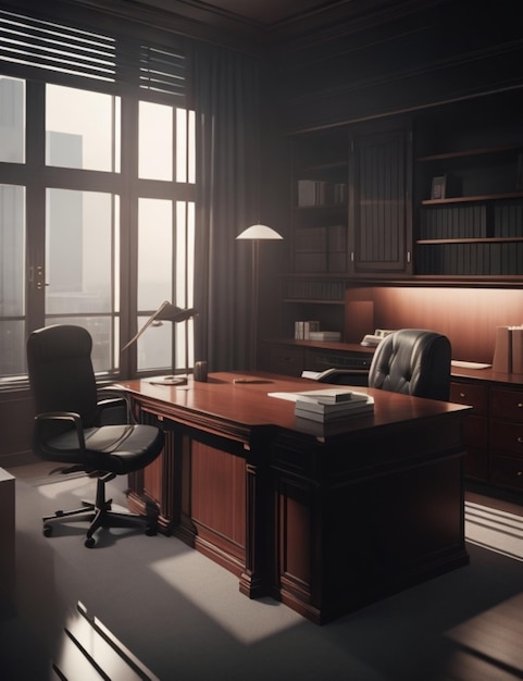 Photo powerful vibrant modern secretarys office in a big modern room cinematic