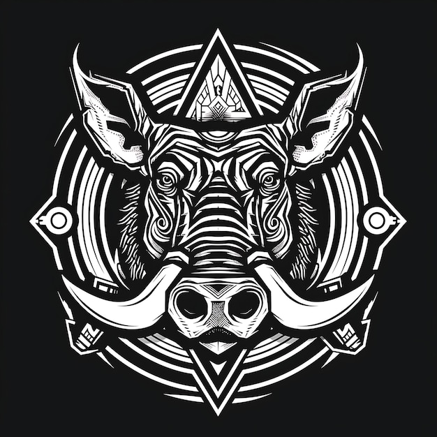 Warthog Char를 특징으로하는 강력한 Warthog Legion 블럼 로고 크리에이티브 로고 디자인 문신 개요