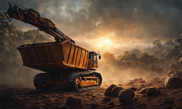 Photo powerful wheel loader or bulldozer isolated on sky background