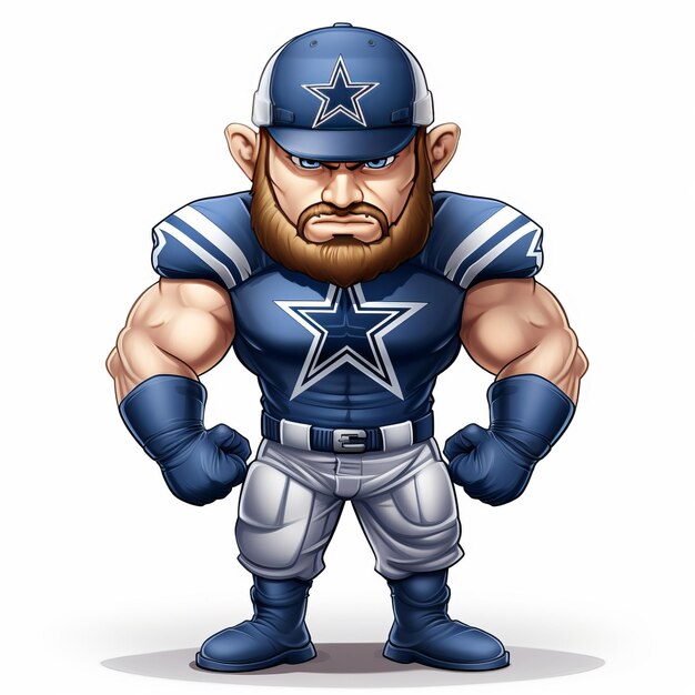 Powerhouse on the Field A Dynamic Graphic Illustration of the Dallas Cowboys' Muscular Mascot in Fu