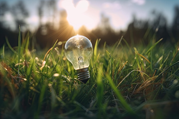 Powering the Green Revolution Glowing Bulb Showcases Electricity Technology and EcoFriendliness