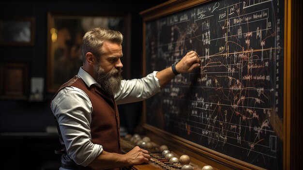 Photo a powerlifter in front of a chalkboard