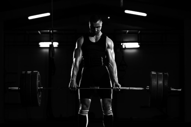 Powerlifter Heavy Weight Barbell Exercise Deadlift in Powerlifting