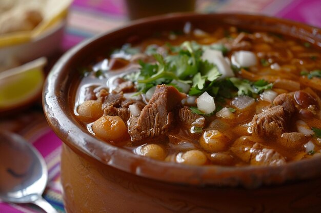 Pozole bowl close-up verleidelijk m