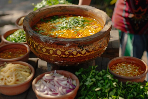 Pozole garneert smaakvolle ga