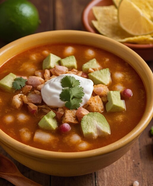 Photo pozole soup is a traditional mexican cuisine