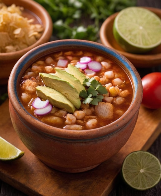 Photo pozole soup is a traditional mexican cuisine