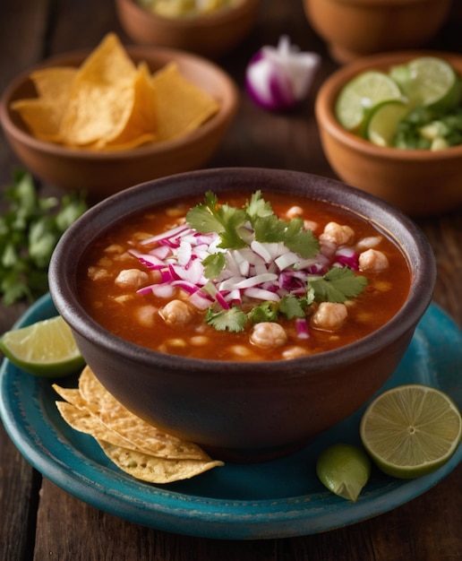 Pozole soup is a traditional Mexican cuisine
