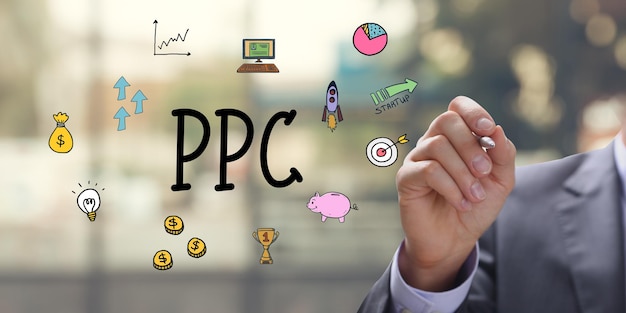 Foto ppc pay-per-click online branding en digitale marketingidee