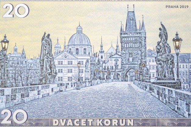 Praag en de Karelsbrug van geld