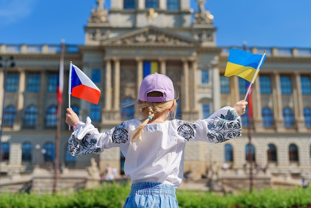 Praag tsjechische republiek een actie ter ondersteuning van oekraïne en dankbaarheid aan tsjechië voor hun