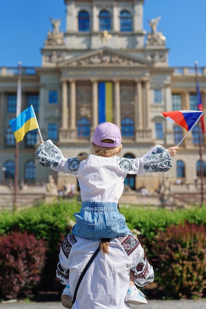 Praag tsjechische republiek een actie ter ondersteuning van oekraïne en dankbaarheid aan tsjechië voor hun