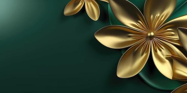 Prachtig abstract goud en groen glanzend metallic bloemdessin achtergrond mooie generatieve AI AIG32