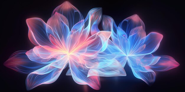 Foto prachtig abstract neonlicht transparant bloemdessin achtergrond mooie generatieve ai aig32