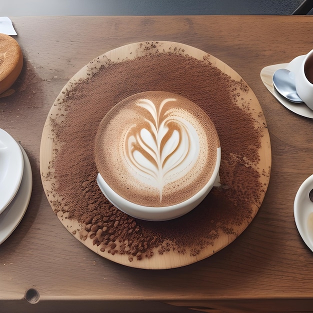 Prachtig beeld van een koffiekopje op een tafel met koffiebonen voor internationaal koffiedagbehang