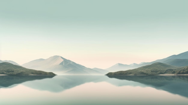 Prachtig bergmeer en natuurlijke omgeving in de ochtend Pittoresk