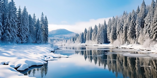 Prachtig besneeuwd landschap