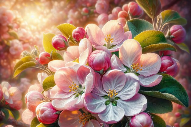 Foto prachtig boeket van roze bloemen met groene bladeren