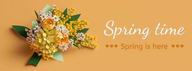 Foto prachtig boeket voorjaarsbloemen met kopieerruimte voorjaarstijd