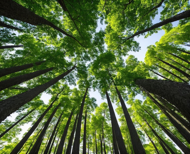 prachtig bos met bomen en groene bladeren