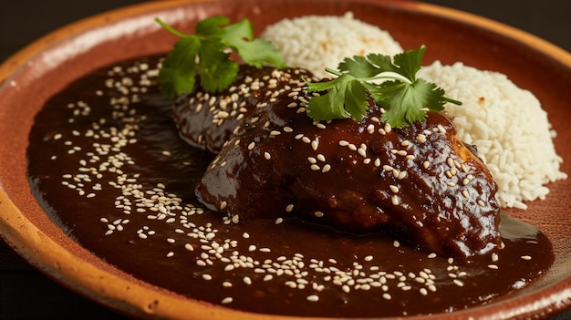 prachtig gepresenteerd bord mole het typische Mexicaanse gerecht bekend om zijn complexe smaken en rijke geschiedenis