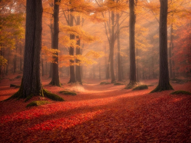 prachtig herfstbos realistisch beeld 02