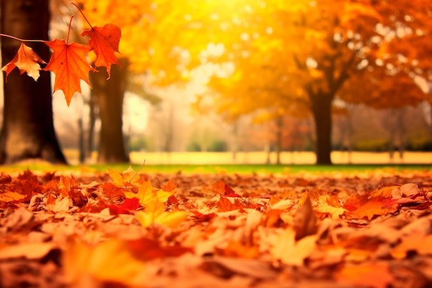 Prachtig herfstlandschap met kleurrijk gebladerte in het park Vallende bladeren natuurlijke achtergrond