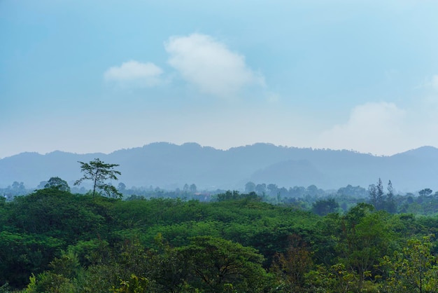 Prachtig landschap rond huai prue reservoir, nakhon nayok, thailand