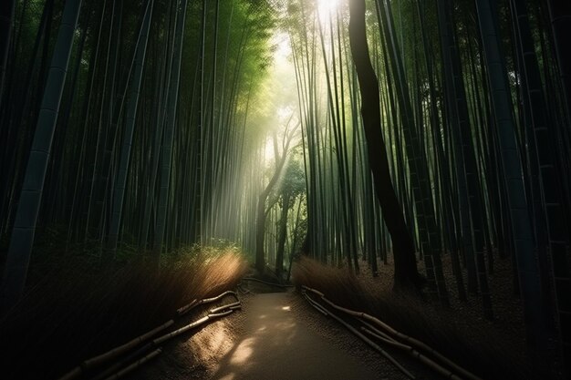 Prachtig landschap van bamboe bos in het bos bij Arashiyama kyoto