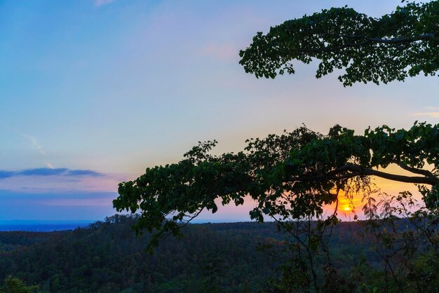 Prachtig landschap van zonsondergang in de provincie Buriram, Thailand