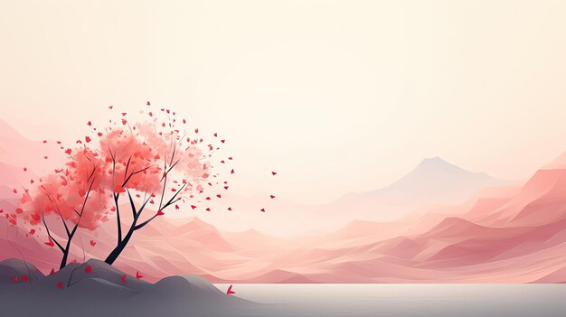 Prachtig lenteontwerp met bloemen en gradiënt minimalistische kleur voor achtergrond