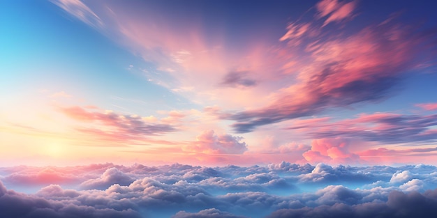 Prachtig luchtbeeld boven wolken bij zonsondergang 3D-illustratie