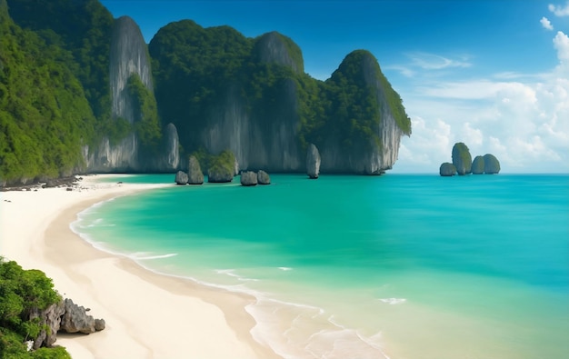 Prachtig magisch strand in Thailand Generatieve AI illustratie