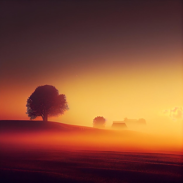 Prachtig natuurlandschap bij zonsondergang of zonsopgang Generatieve AI