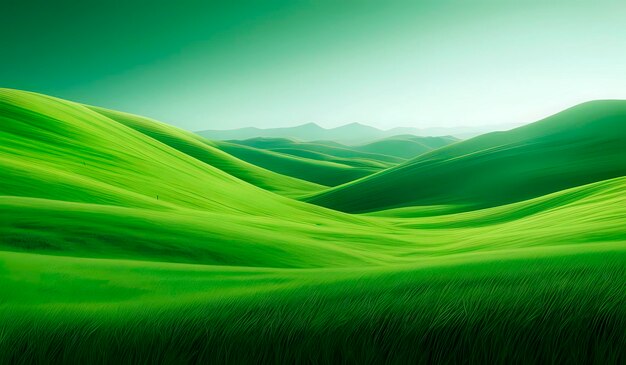 Prachtig panoramisch landschap van golvende groene heuvels achtergrond golvende weelderige groene heuwels die een rustige serene scène creëren