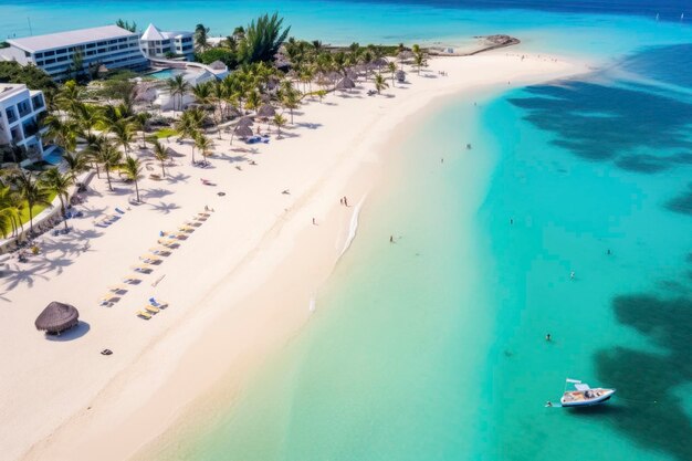 Prachtig paradijselijk strand met helderblauw water en zacht zandstrand